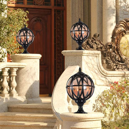 Round Glass E27 Waterproof European Style Outdoor Post Caps Lights-Lighom