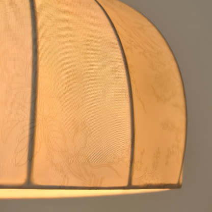 Retro Brass Dome Fabric Table Lamp Pull Chain Bedroom Lamp-Lighom