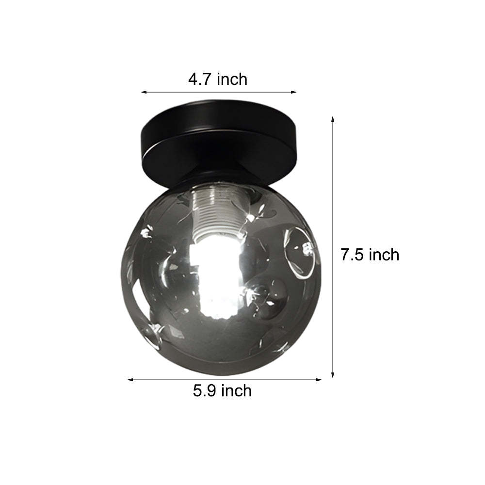 Nordic Corridor Amber Smoky Glass Ceiling Light