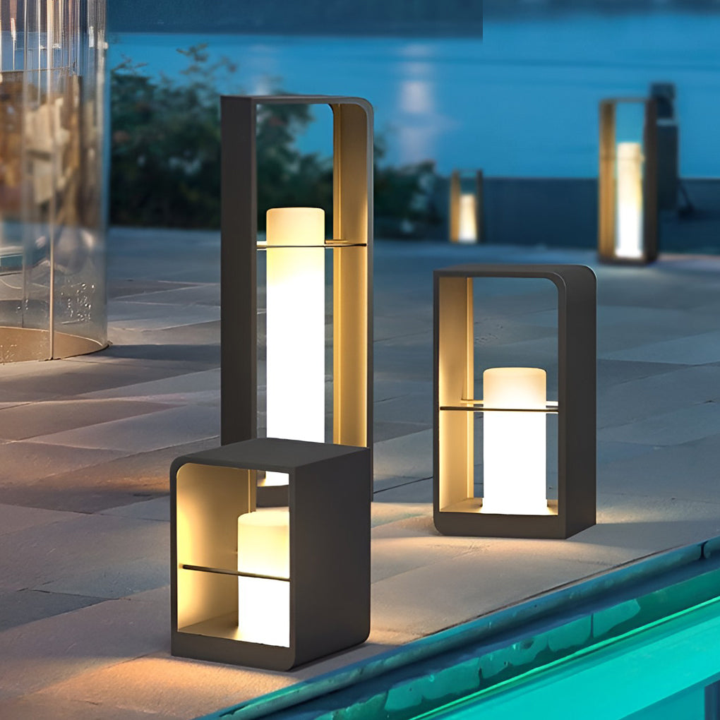 Lighom modern frame lantern acrylic outdoor lanterns & lamps — 17" / Solar / Set of 2