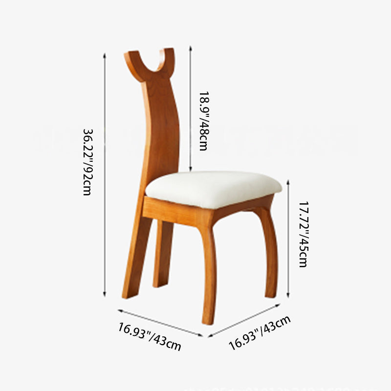 Vintage Cat Scratch Leather Wood Dining Chair — Cherry Color / Cat Scratch Leather