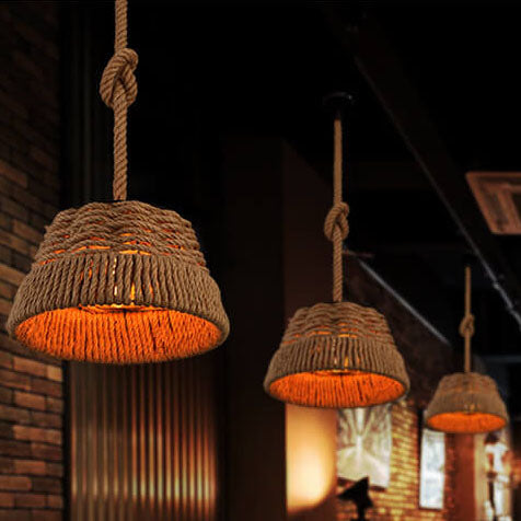 Lighom vintage hemp dome gray pendant lighting — 220V-240V (UK/AU)