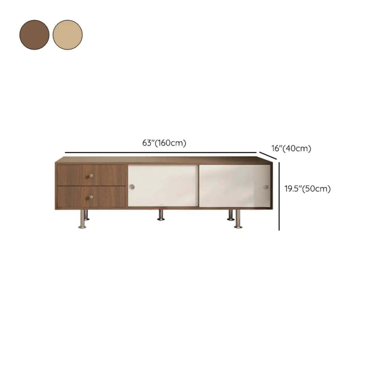 Mid-Century Walnut and White TV Stand with Storage