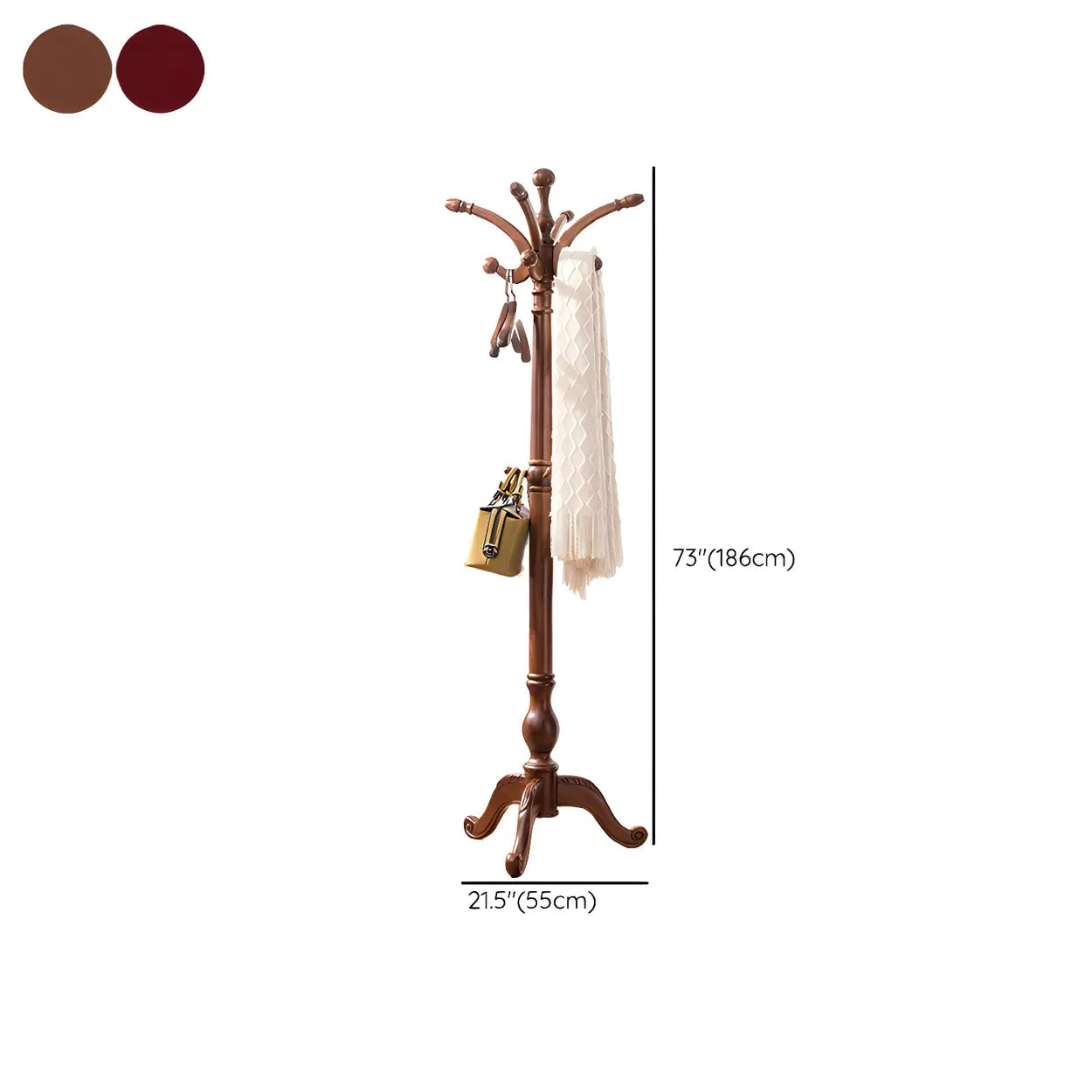 Rustic Brown Wood Freestanding Entryway Hall Tree