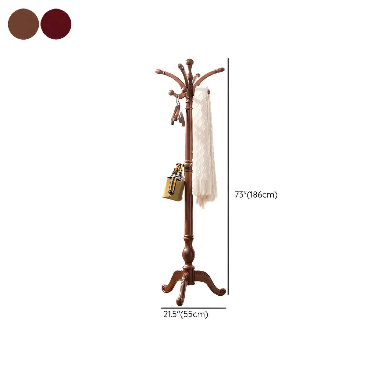 Rustic Brown Wood Freestanding Entryway Hall Tree