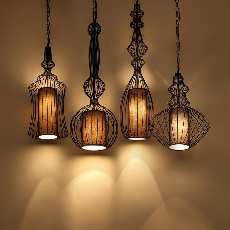 Industrial Retro Metal Birdcage Lantern Pendant