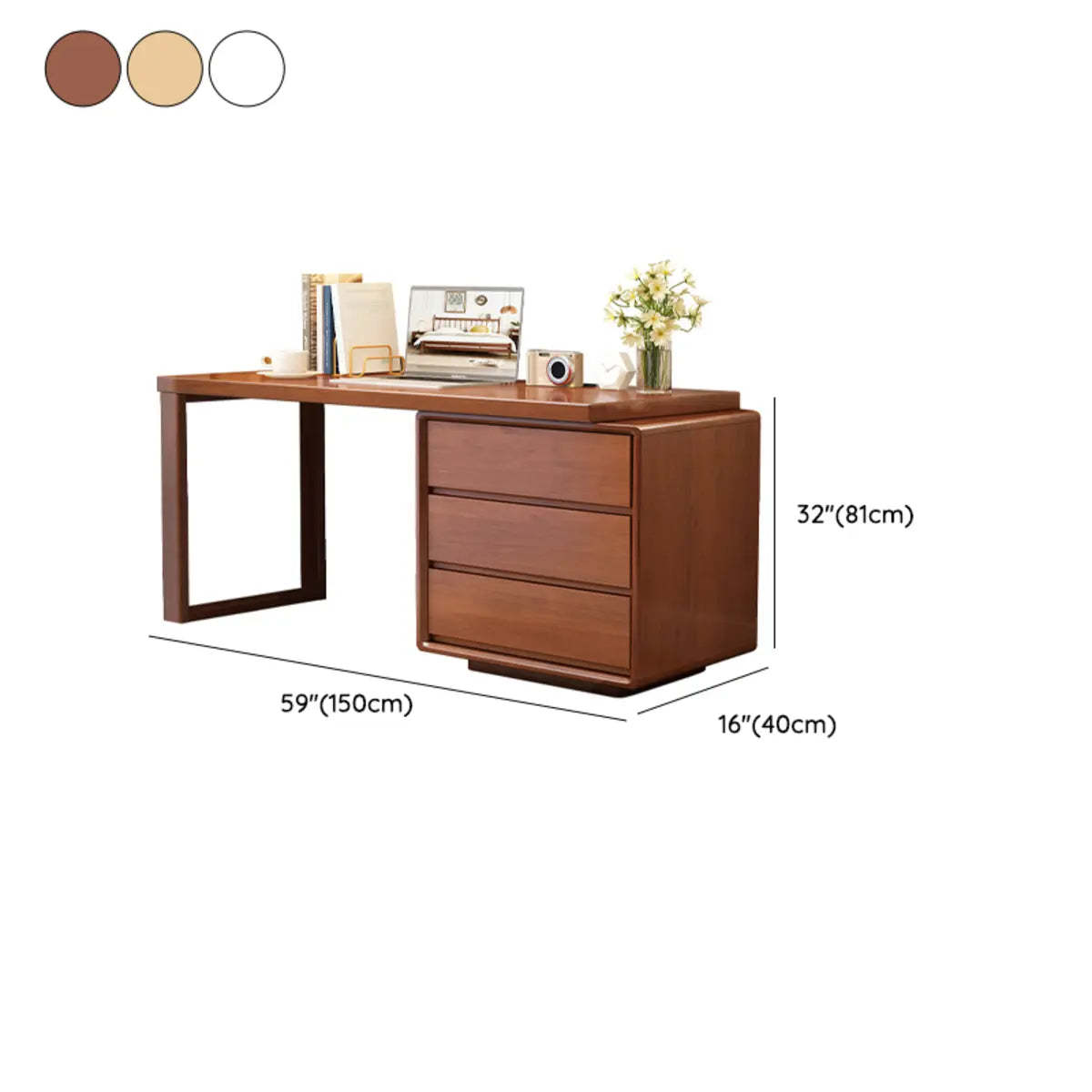 Rubberwood Butcher Block Drawer Extension Writing Desk