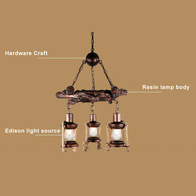Vintage Nautical Metal Lantern Chandelier