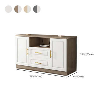 White Wood Open Cabinet Rectangle TV Stand — White/ Wood