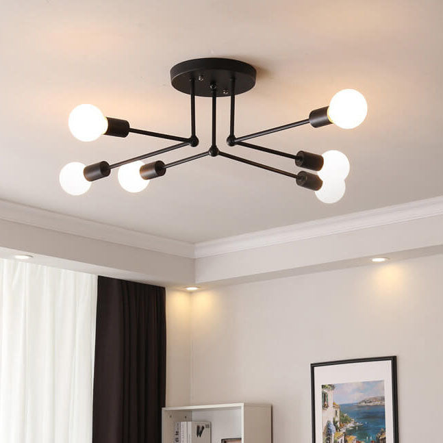 Industrial Linear Semi-Flush Ceiling Light