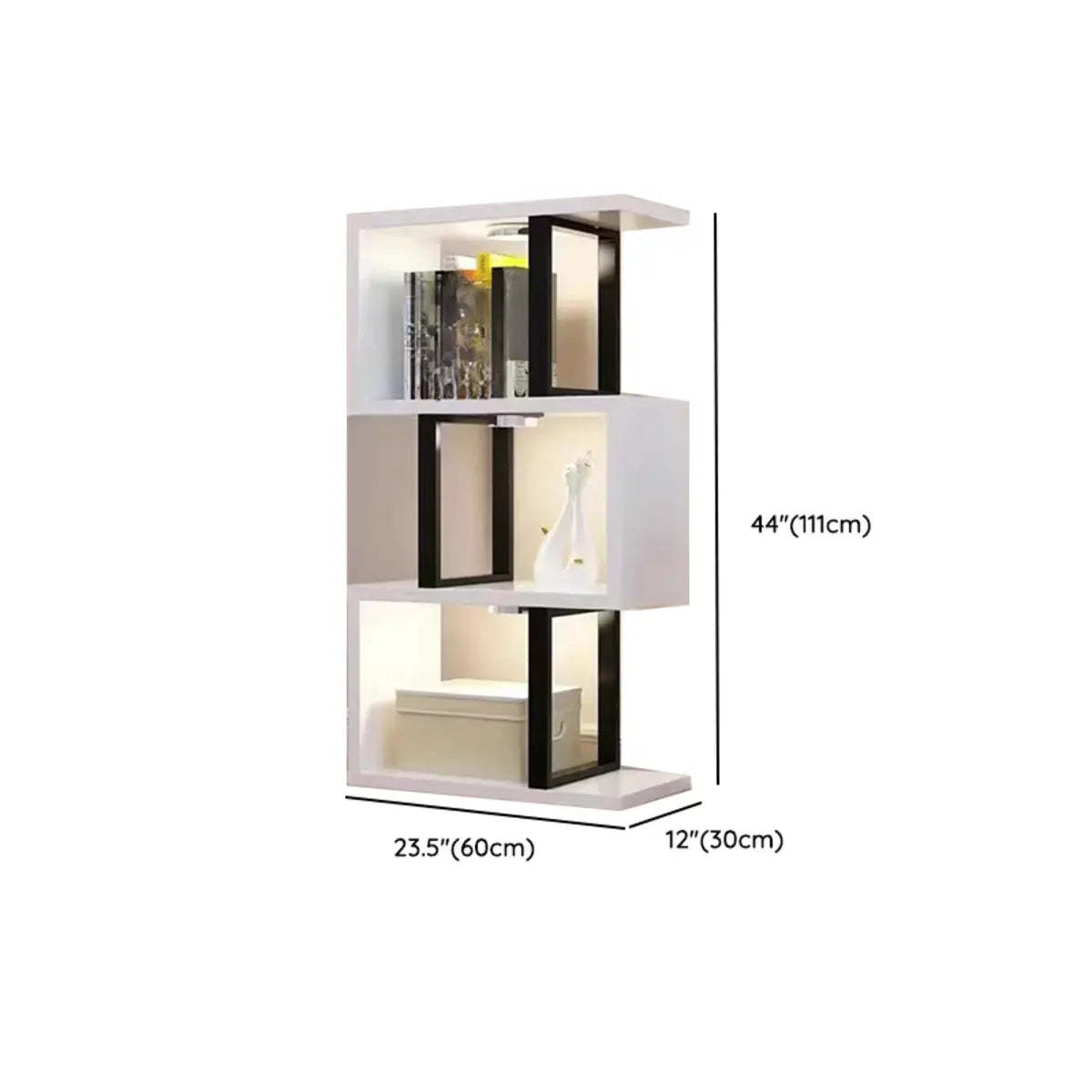 White Stylish Alloy Open Etagere Bookshelf