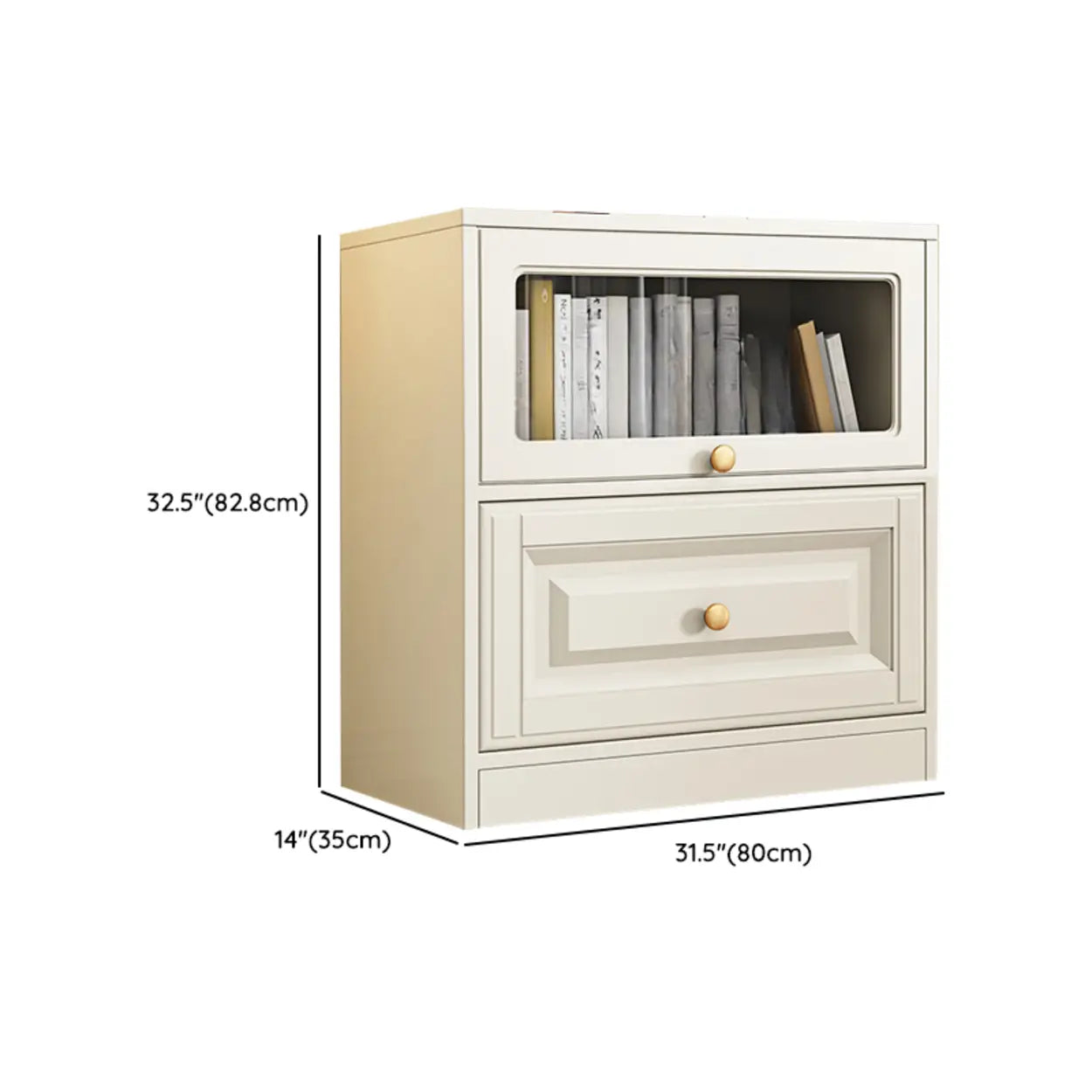 White French Vertical Wood Drawer Bookcase