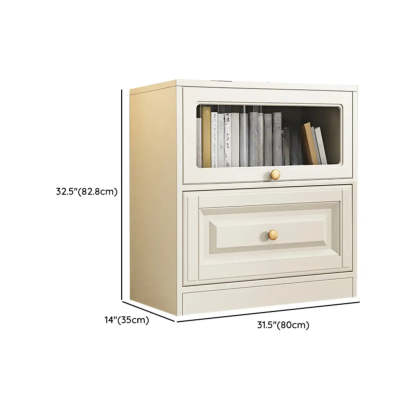 White French Vertical Wood Drawer Bookcase
