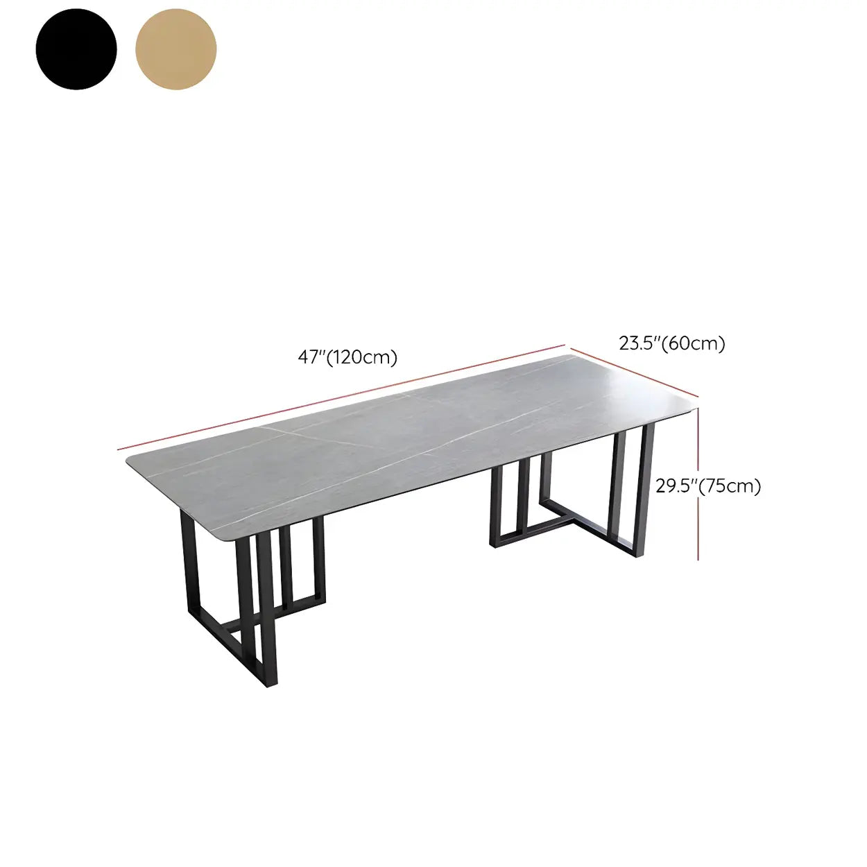 Modern Gray Stone Sled Writing Desk for 8