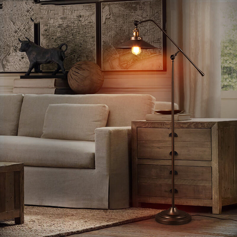 Industrial Bronze Boom Arm Floor Lamp