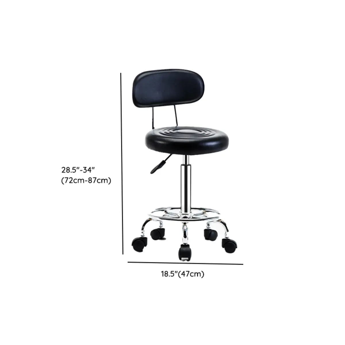 Trendy Black Round Chrome Adjustable Stool