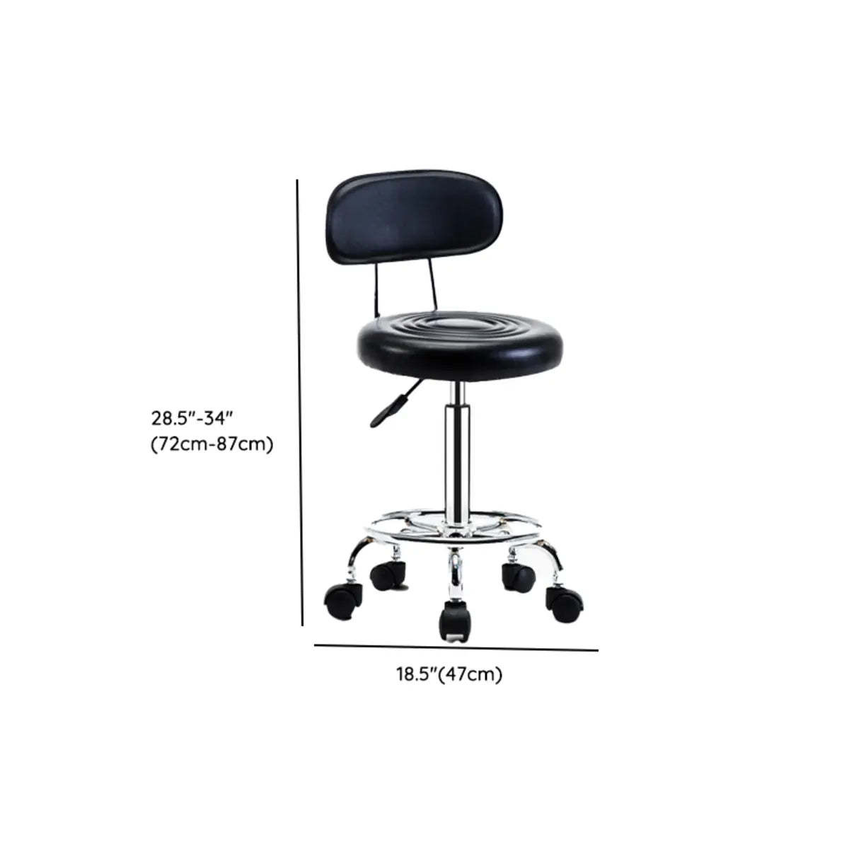 Trendy Black Round Chrome Adjustable Stool