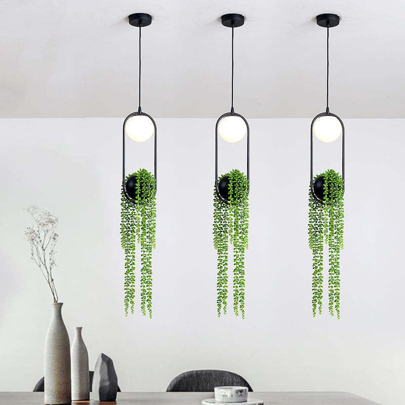Glass Ball Plant Hanging Pendant Light