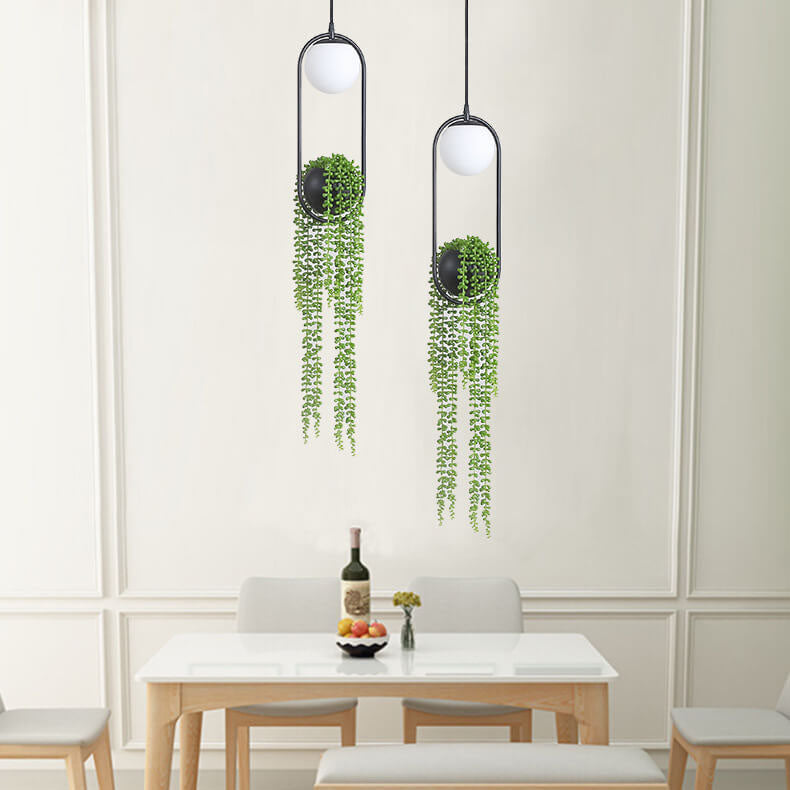 Glass Ball Plant Hanging Pendant Light