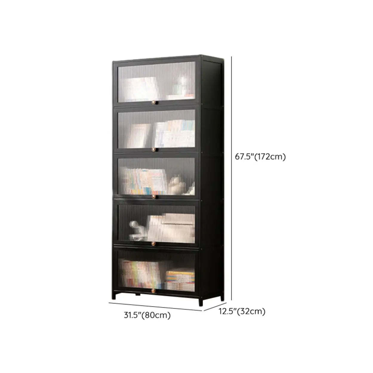 Black Closed-Back Wood Vertical Bookcase