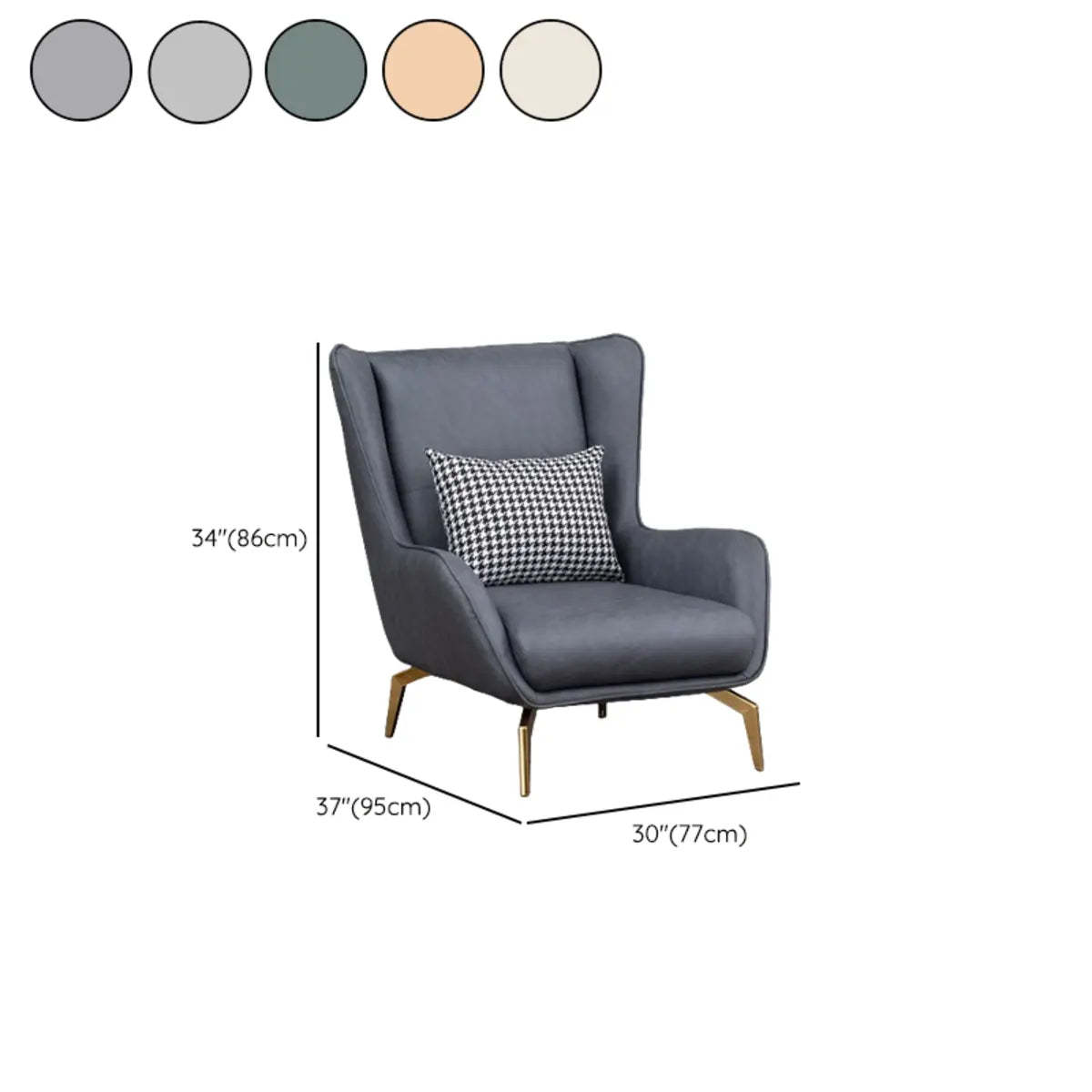 Orange Pillow Back Four Leg Accent Chair with Footrest