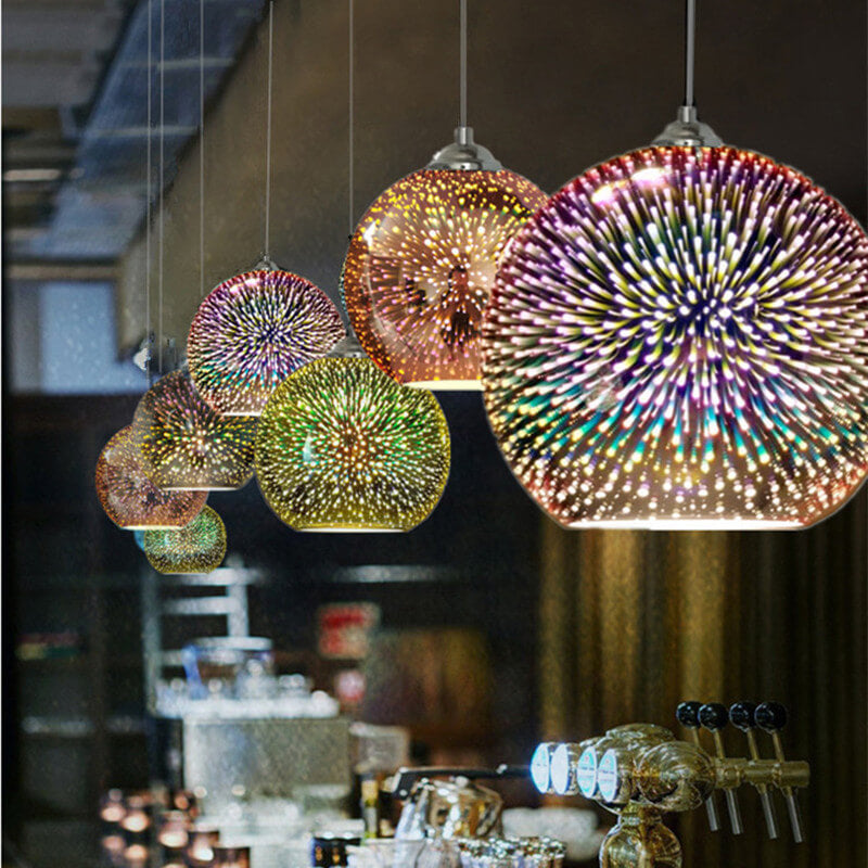 Dome fireworks glass pendant lighting for living room — 5.91" W x 47.24" L / Bronze / 220V-240V (UK/AU)