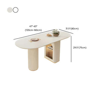 Modern Elegant White Stone-Top Oval Extendable Dining Table