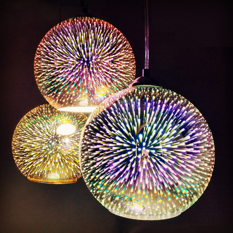 Modern 3D Fireworks Glass Dome Pendant
