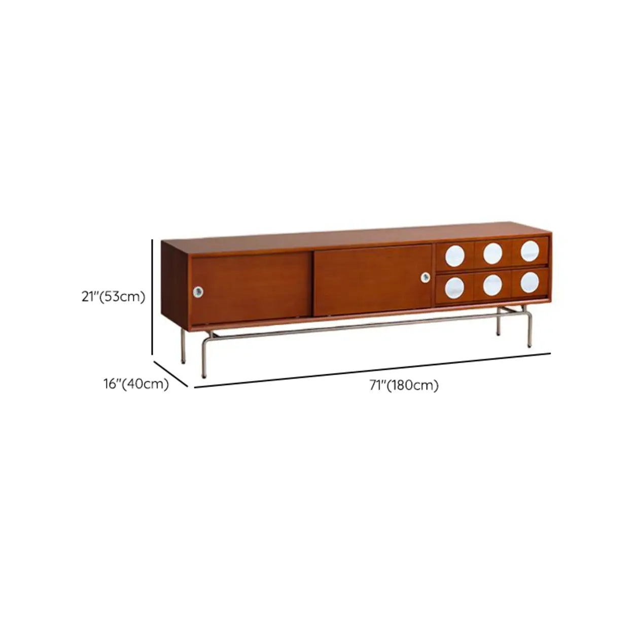 Mid-Century Walnut TV Stand with Sliding Doors
