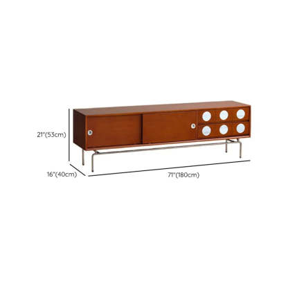 Mid-Century Walnut TV Stand with Sliding Doors