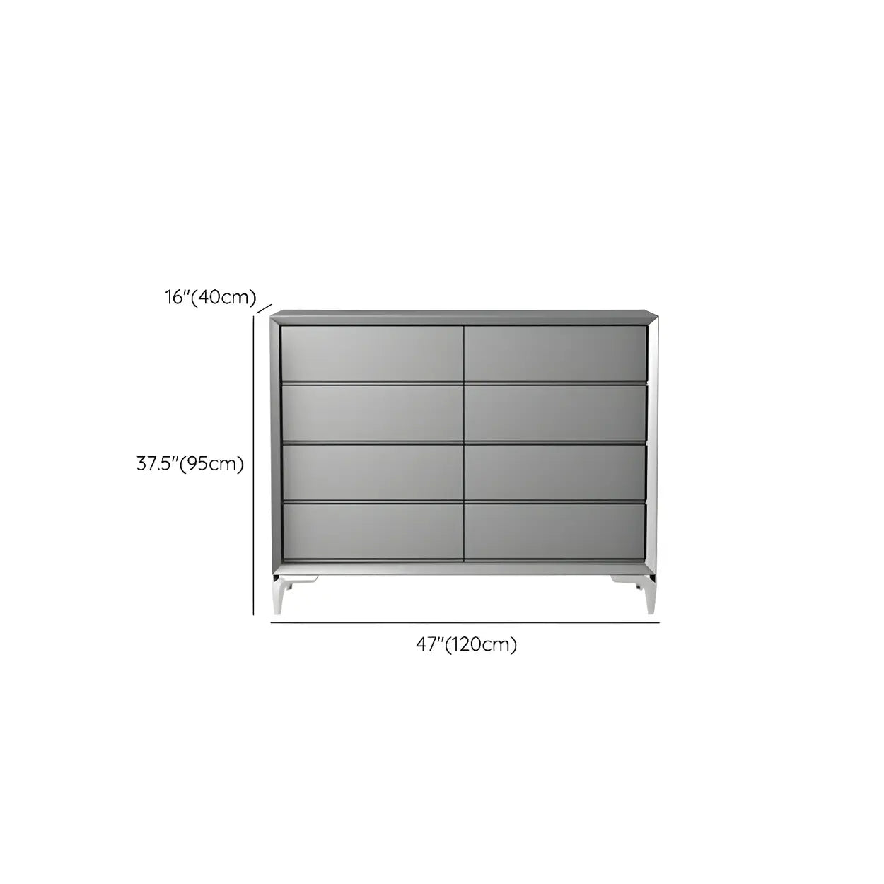 Gray Wood 8-Drawer Dresser