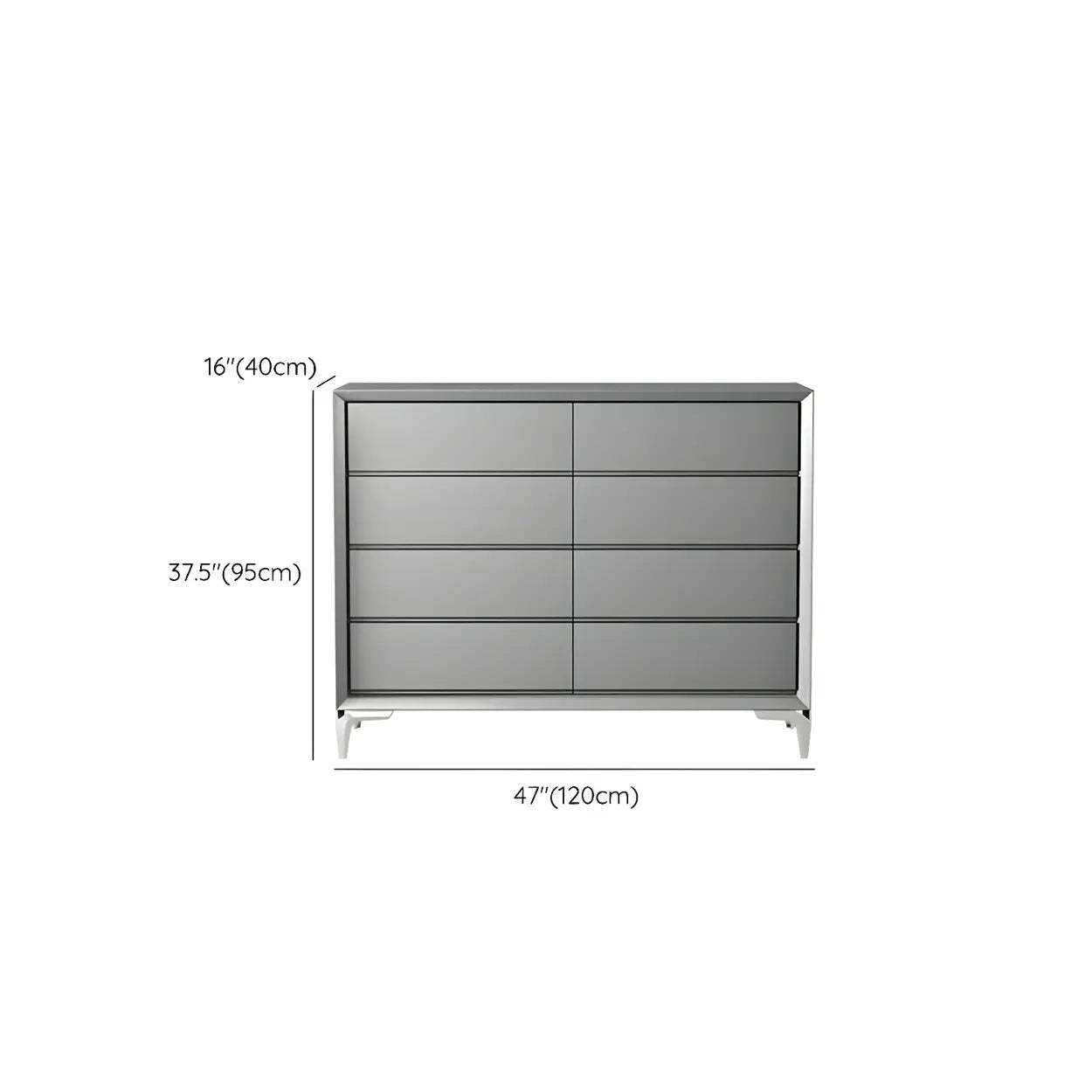 Gray Wood 8-Drawer Dresser