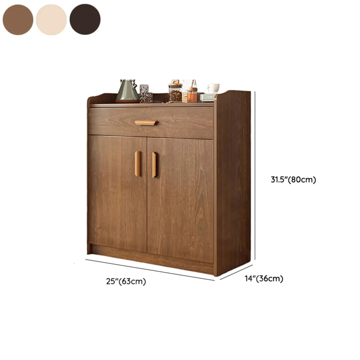 Freestanding Teak Floor Buffet with Shelves and Drawers
