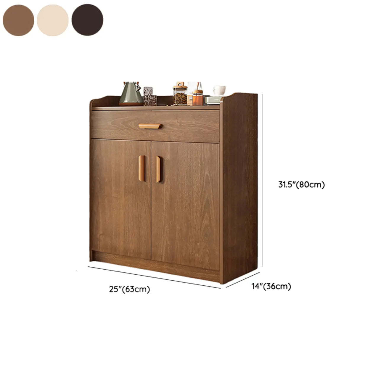 Freestanding Teak Floor Buffet with Shelves and Drawers