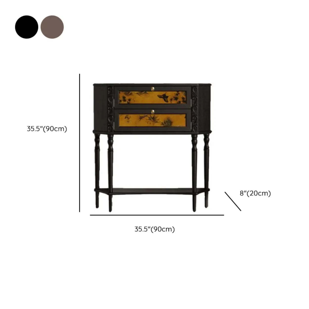 Vintage 2-Drawer Wood Narrow Console Table with Shelf