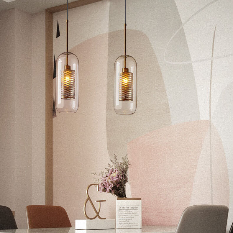 Clear Glass Cylindrical Pendant Light