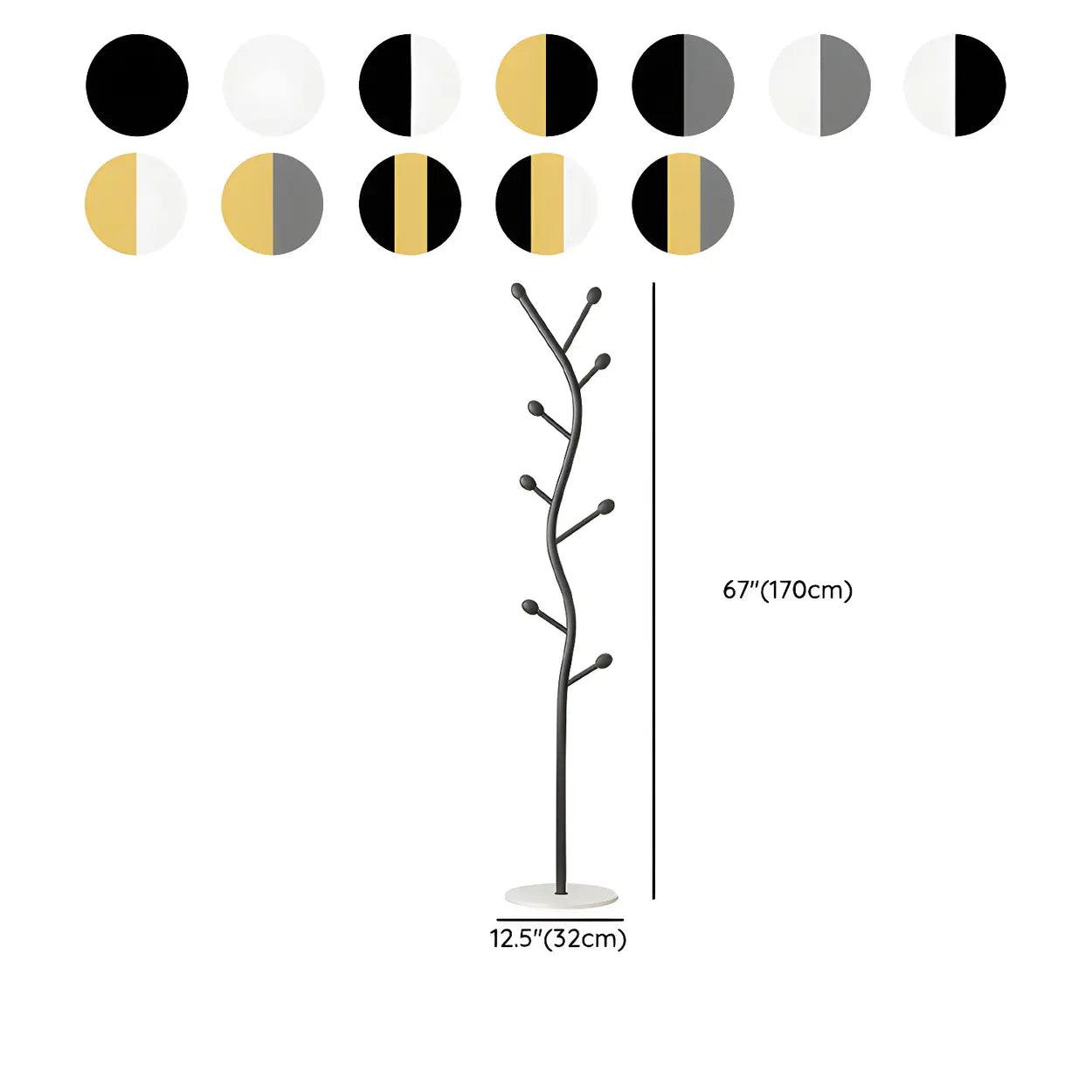 Tree-Shaped Gold Metal Freestanding Coat Rack