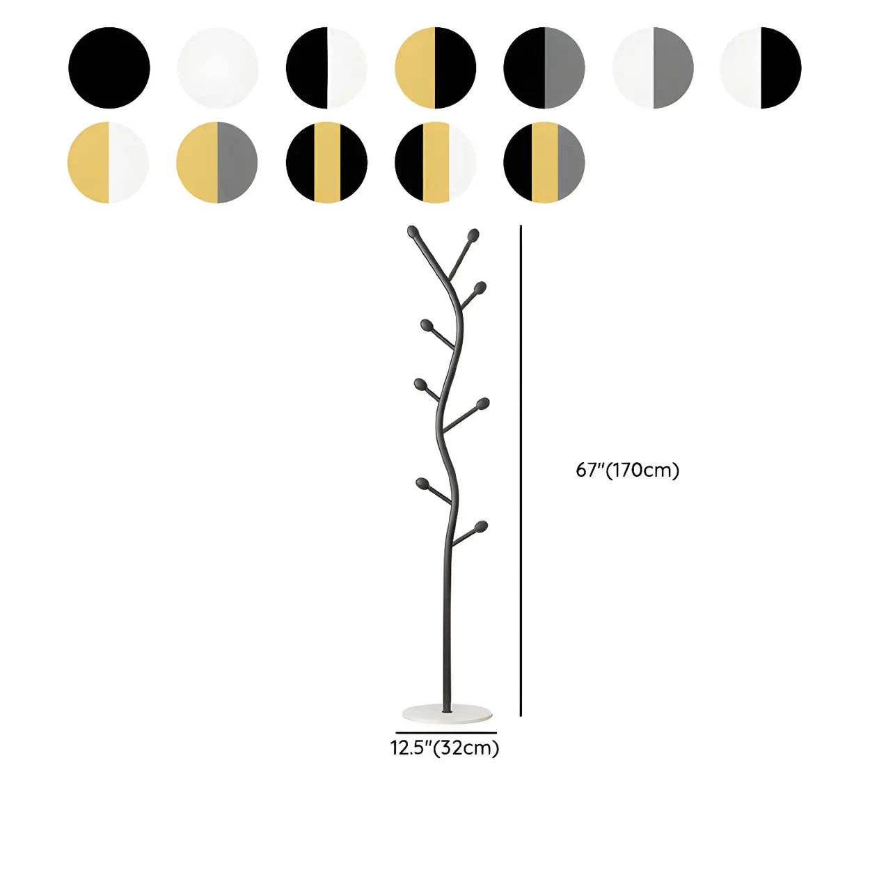 Tree-Shaped Gold Metal Freestanding Coat Rack