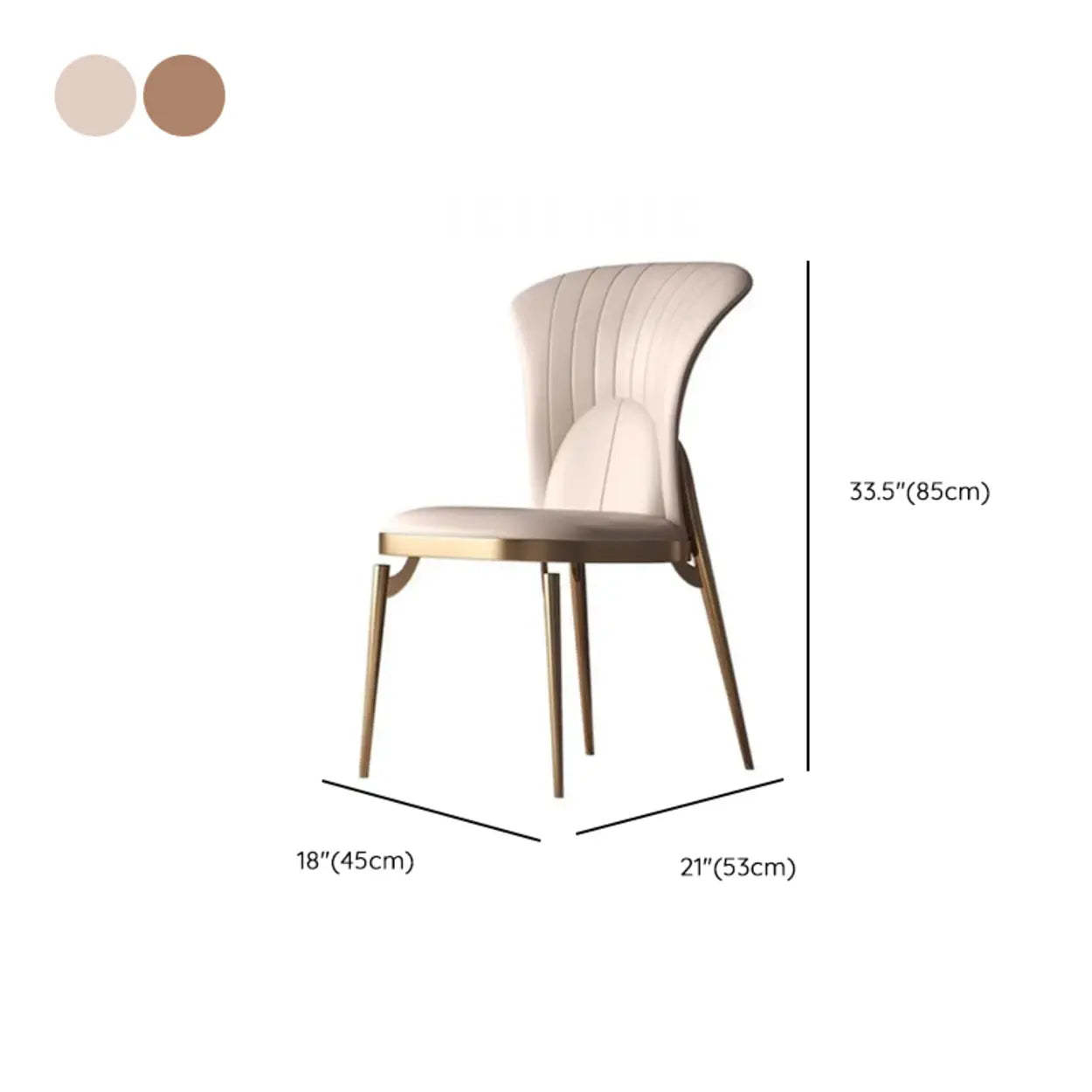 Glam Armless Upholstered Dining Chair with Gold Legs