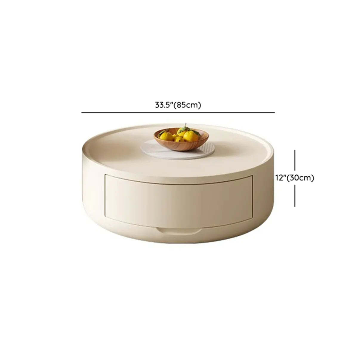 Modern White Wood Round Drum Nested Coffee Table