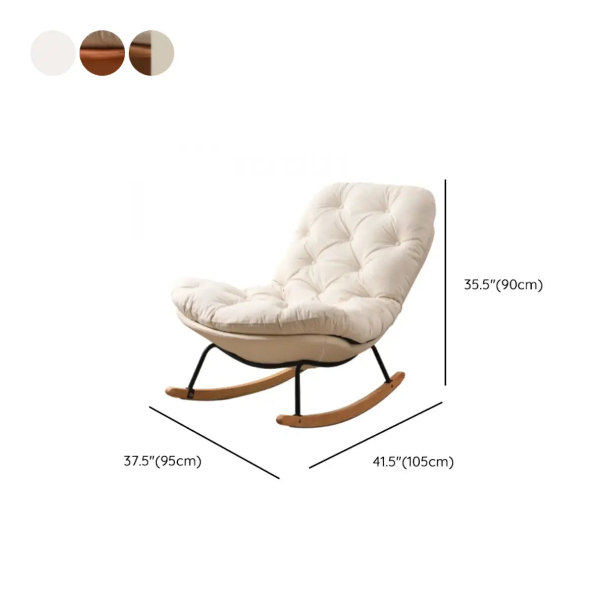 Stain Resistant Upholstered Tufted Wood Rocking Chair #size
