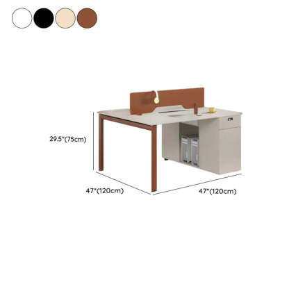 Light Wood Drawer Cabinet Office Writing Desk — Coppery / Table Only