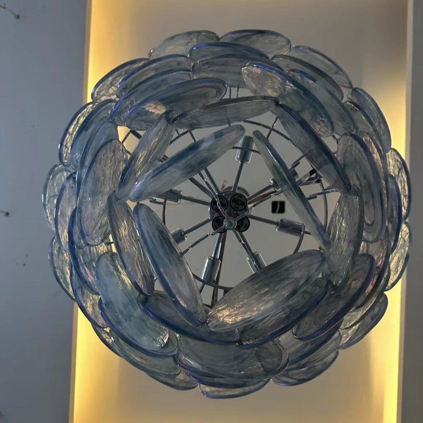 French Flower Iron Glass Chandelier