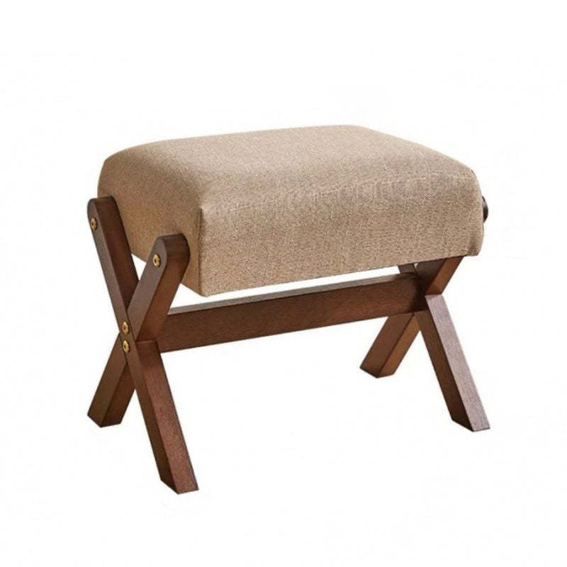 Chinese Rectangular Wood Fabric Backless Armless Chair