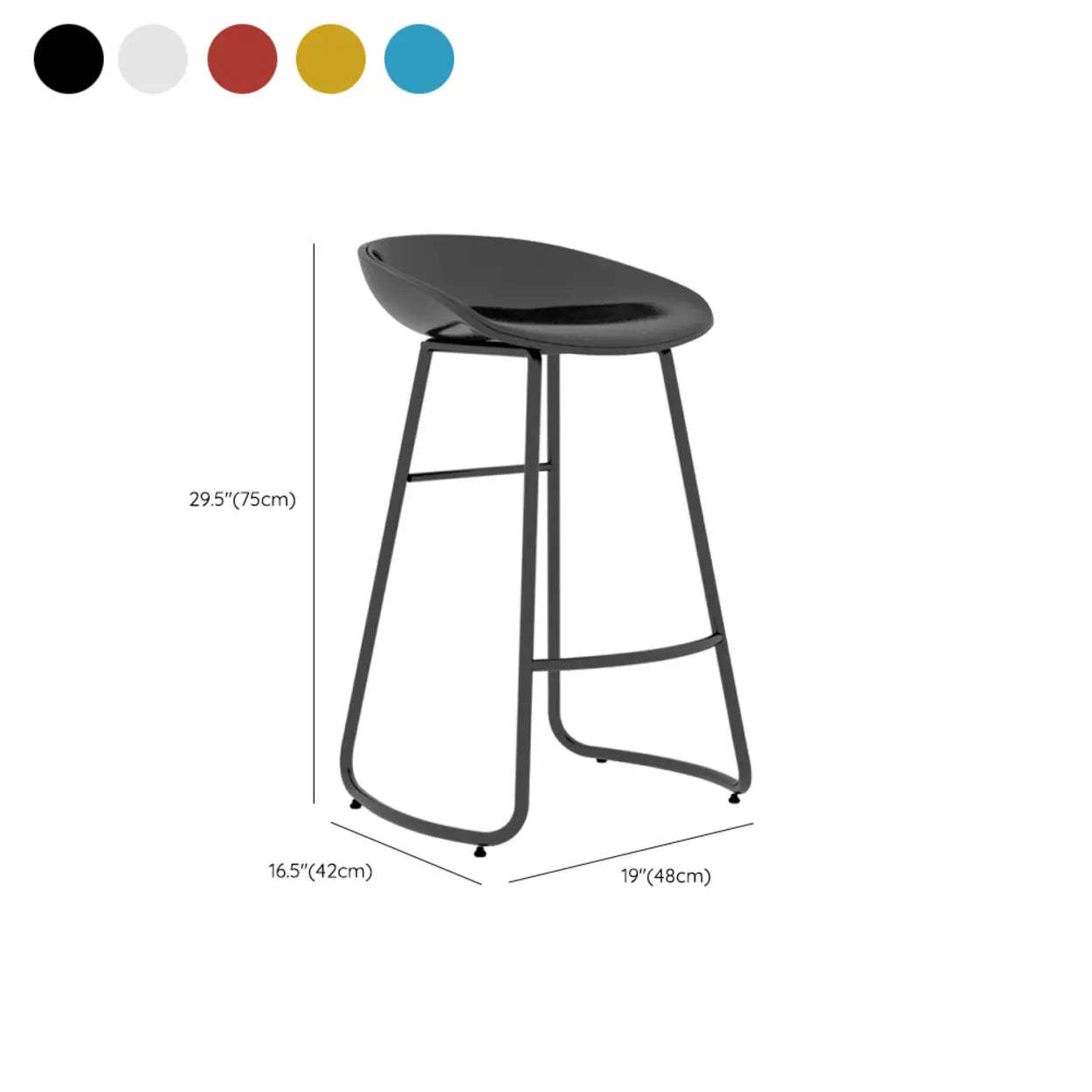 Bucket Low-Back Metal Sled Armless Bar Stool — Blue