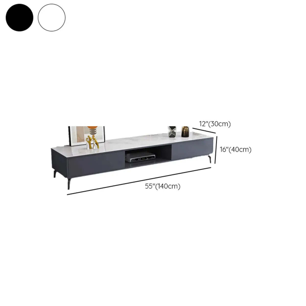 Black Glass Open-Storage Cabinet TV Stand
