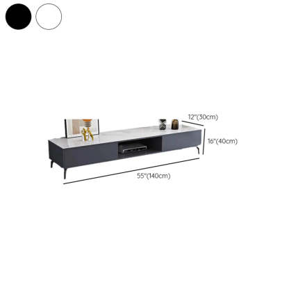Black Glass Open-Storage Cabinet TV Stand