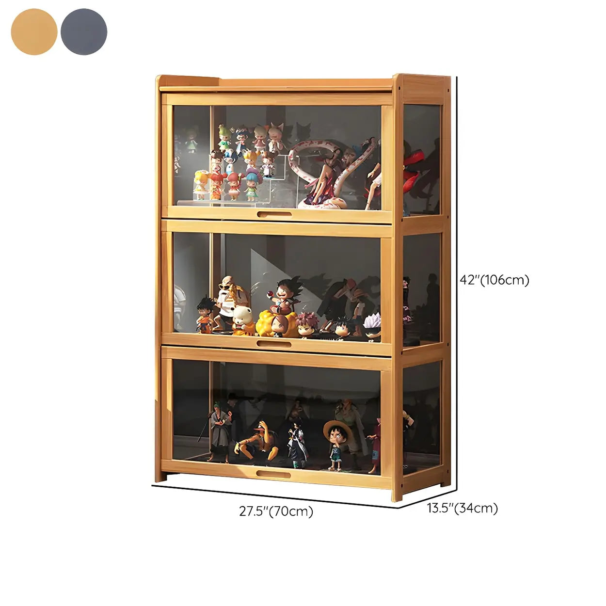 Rustic Natural Bamboo Curio Display Cabinet