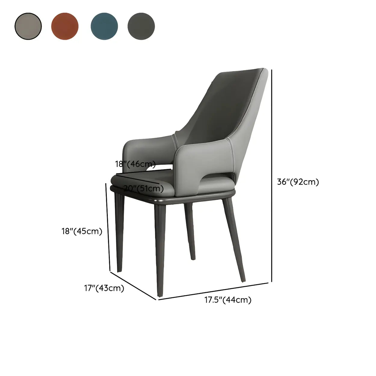 Faux Leather Metal Dining Armchair