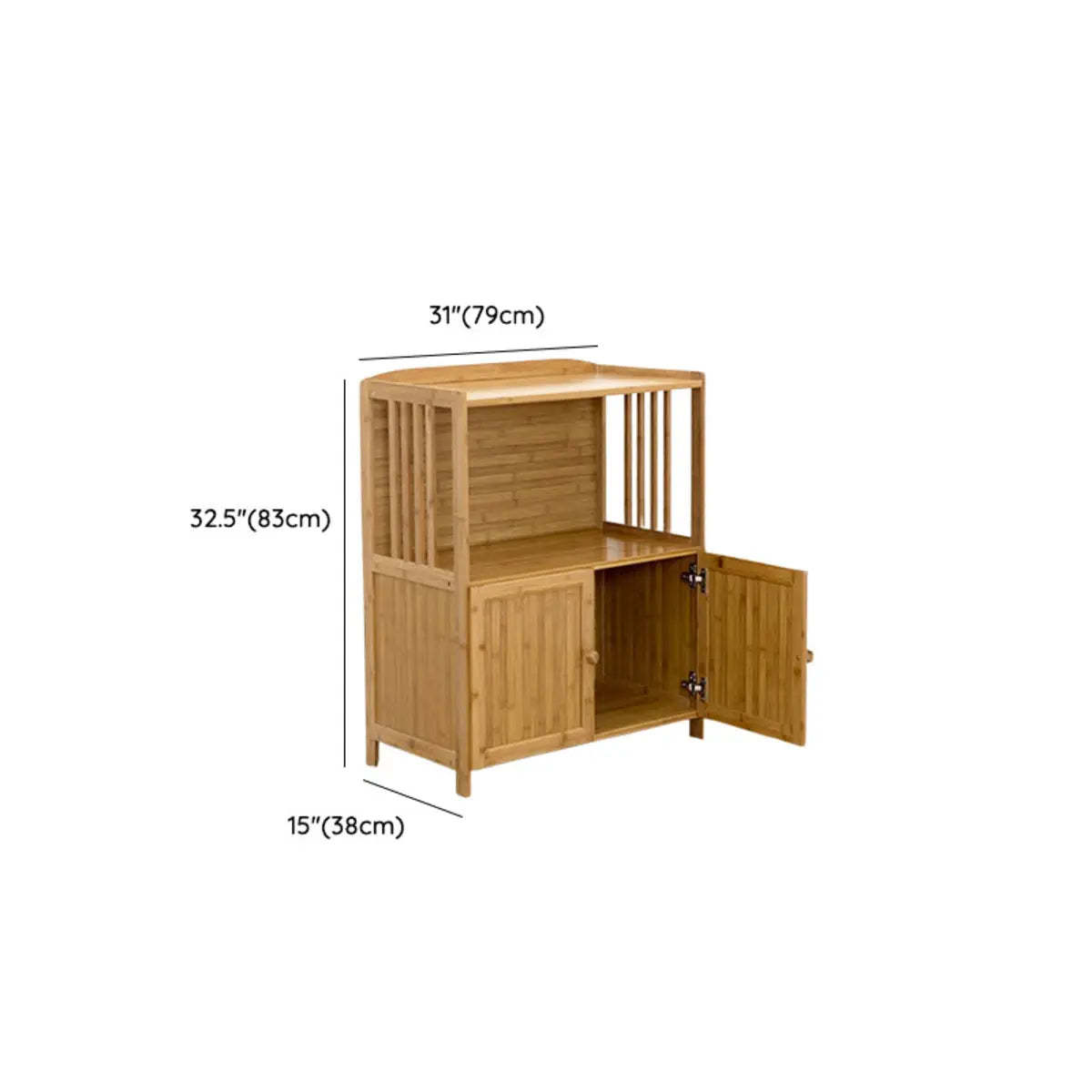 Narrow Bamboo Open Buffet with Shelves and Hutch